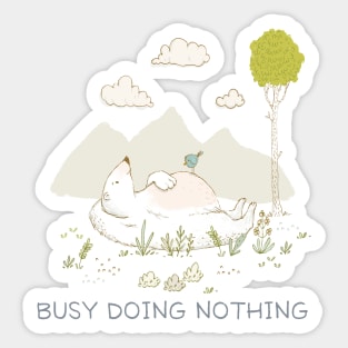 Busy doing nothing - Polar bear dreaming - Pastel whimsical art Sticker